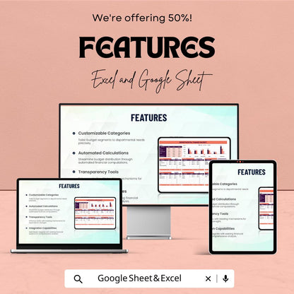 Departmental Finance Budget Allocation Sheet | Excel and Google Sheet Template for Financial Planning | Budget Management & Analysis