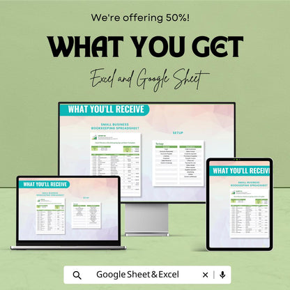 Small Business Bookkeeping Spreadsheet Template | Google Sheets & Excel | Income Expense Tracker | Simple Accounting Tool