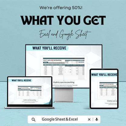 Profit and Loss Accounting Template | Excel and Google Sheets P&L Statement | Income and Expense Tracker | Business Profit Loss Report