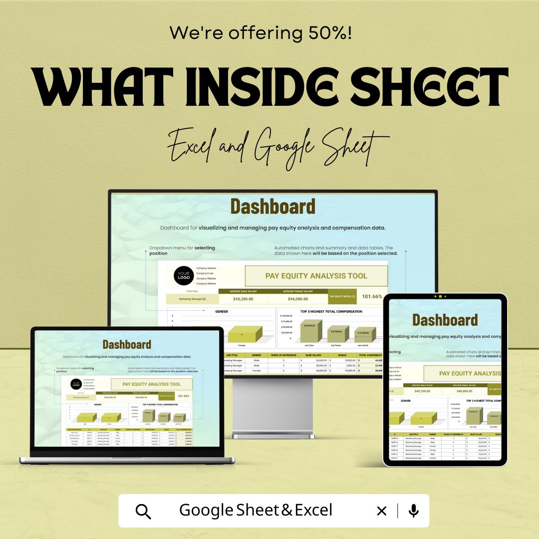 Pay Equity Analysis Tool HR Template | Salary Equity Spreadsheet | Excel & Google Sheets Compensation Analysis
