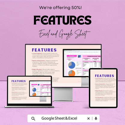Organization Budget Sheet | Excel and Google Sheet | Budget Planning Tool for Organizations | Budgeting & Expense Management Template