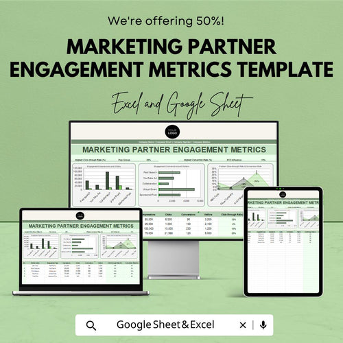 Marketing Partner Engagement Metrics Template | Partnership Performance Dashboard | Engagement Tracking Sheet | Partner Reporting Template