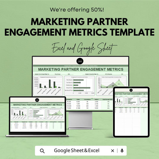 Marketing Partner Engagement Metrics Template | Partnership Performance Dashboard | Engagement Tracking Sheet | Partner Reporting Template