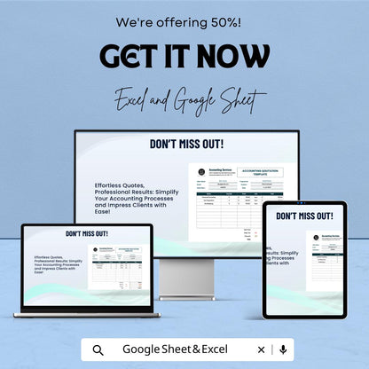 Accounting Quotation Template | Google Sheets & Excel | Business Estimate Form | Client Pricing Sheet | Editable Service Quote