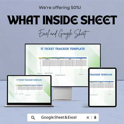 IT Ticket Tracker Template | Help Desk Ticket System Spreadsheet | IT Support Tracker | Issue Tracking Template