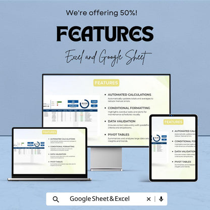 Startup Equipment Maintenance Log Template | Excel & Google Sheets | Equipment Tracking Spreadsheet | Maintenance Record System