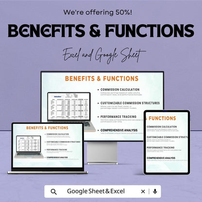 Sales Commission Calculator Template | Excel & Google Sheets | Commission Tracker | Earnings Calculator | Sales Performance Spreadsheet