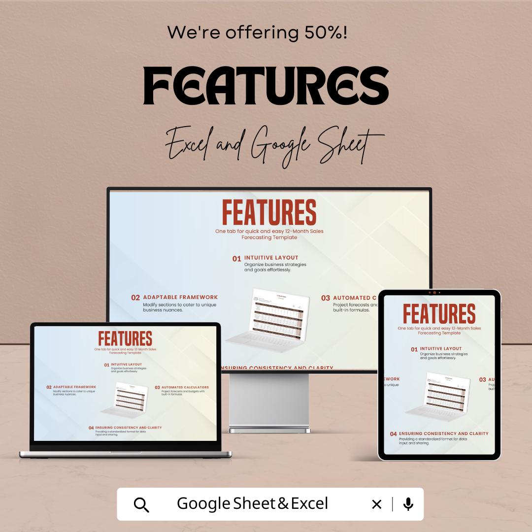 2-Month Sales Forecasting Template | Business Budget Planner | Monthly Revenue Tracker | Financial Planning Spreadsheet