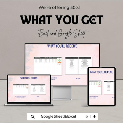 Internal Audit Evidence Compilation Sheet Template | Audit Evidence Tracker | Internal Control Documentation | Audit Checklist Spreadsheet