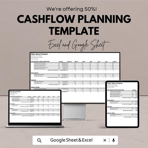 Cash Flow Planning Template, Cashflow Budget Planner Spreadsheet, Business Financial Planning Template, Small Business Cash Flow Tracker