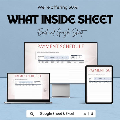 Sales Contract Payment Schedule Template, Excel & Google Sheets, Client Payment Tracker, Installment Planner, Business Contract Spreadsheet