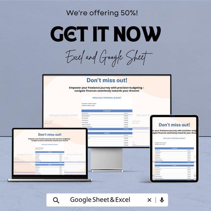 Freelance Budget Template Excel | Personal Budget for Freelancers | Income Expense Tracker | Monthly Budget Sheet