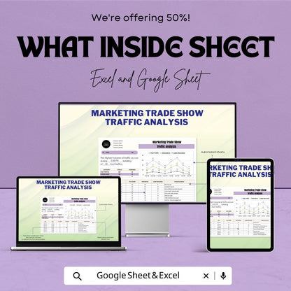 Marketing Trade Show Traffic Analysis Template | Excel and Google Sheets | Booth Foot Traffic Tracker | Lead & Interaction Analysis