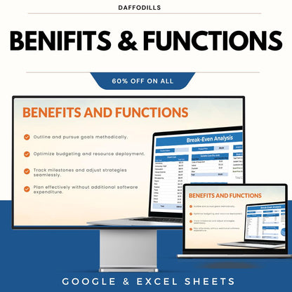 Break Even Analysis Spreadsheet Template, Break Even Calculator, Cost Profit Analysis Sheet, Google Sheets Excel