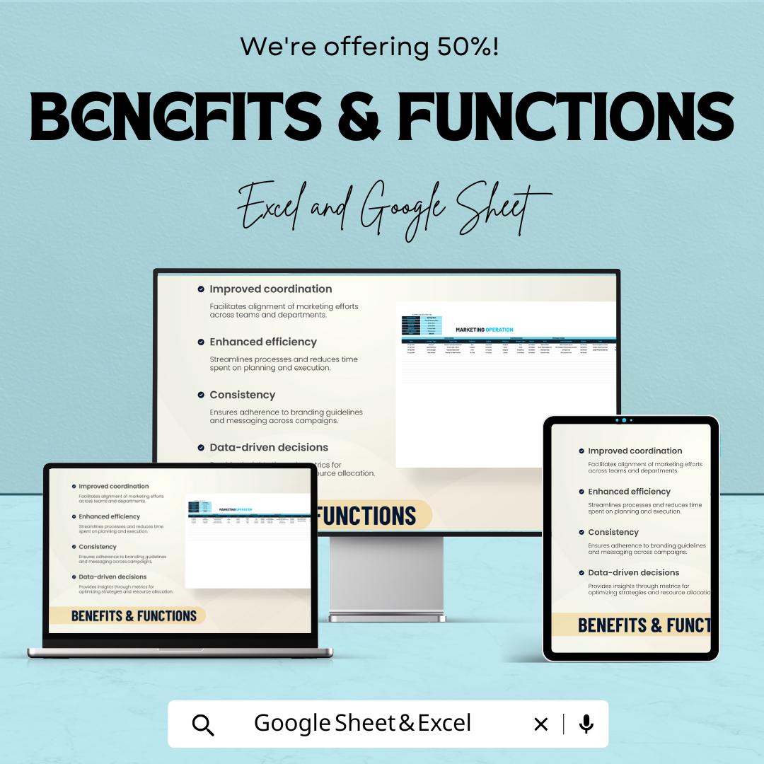50% Off | Marketing Operation Sheet Template for Excel and Google Sheets | Campaign Planning, Resource Allocation, & Performance Metrics