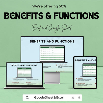 Debt Tracker Template | Excel & Google Sheets | Monthly Debt Spreadsheet | Personal Finance Planner | Debt Payoff Tracker