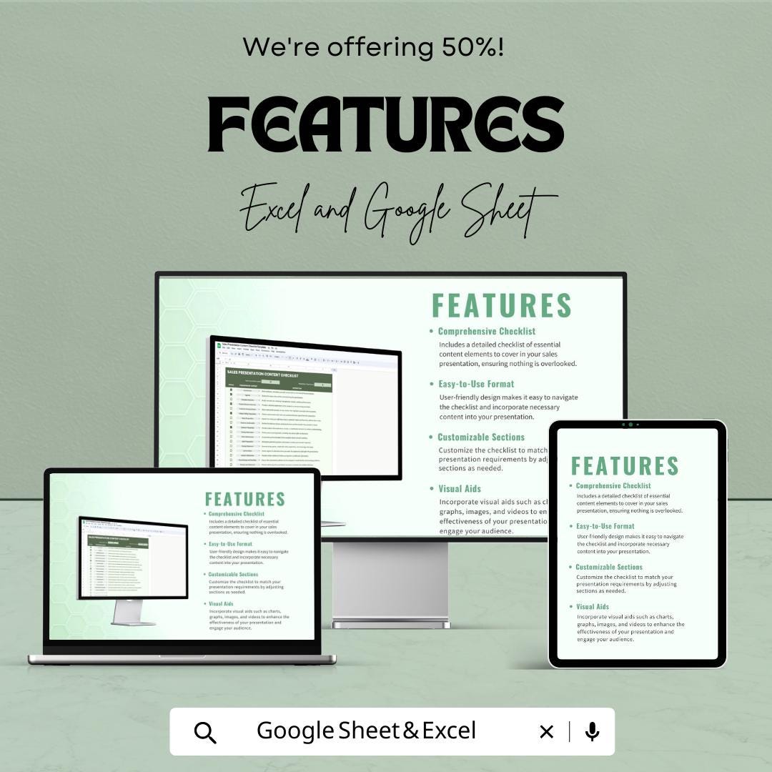 Sales Presentation Content Checklist Template | Sales Pitch Planner | Presentation Planning Tool | Sales Meeting Checklist