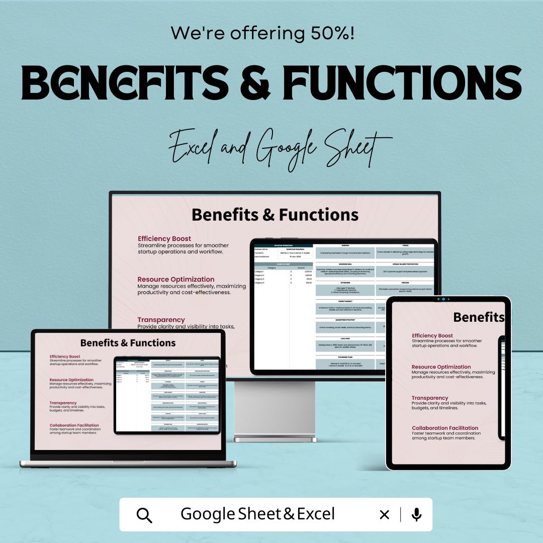Startup Operation Template, Startup Planner Excel, Business Operations Sheet, Google Sheets Startup Plan, Startup Management Tracker