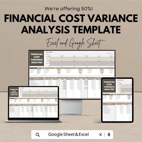 Financial Cost Variance Analysis Template | Budget vs Actual Tracker | Cost Control Spreadsheet | Financial Analysis Tool | Budget Tracker