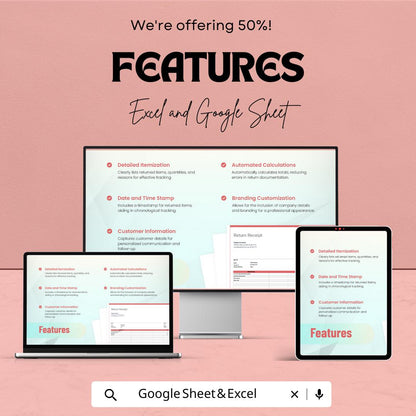 Return Receipt Sheet Template | Seamless Return Tracking for Businesses | Excel & Google Sheets