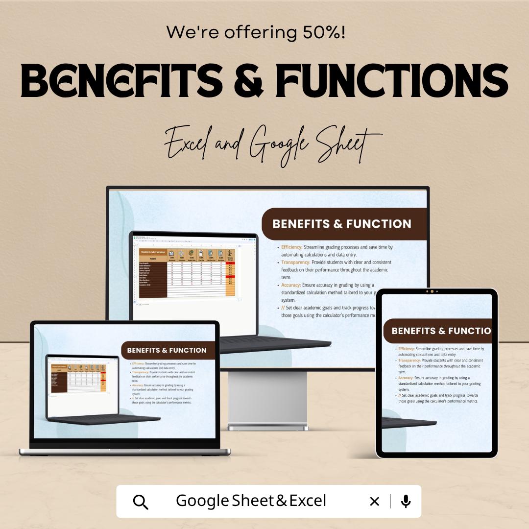 Student Grade Calculator Template | Grade Tracker Spreadsheet | GPA Calculator | Student Score Tracker