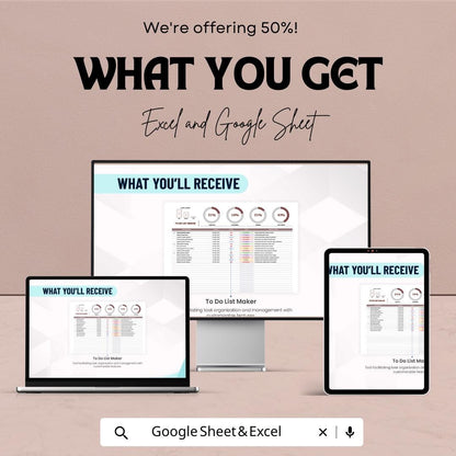 To Do List Maker Sheet - Google Sheets - Task Management Template - Productivity Tracker - Printable Planner - Goal Setting Organizer