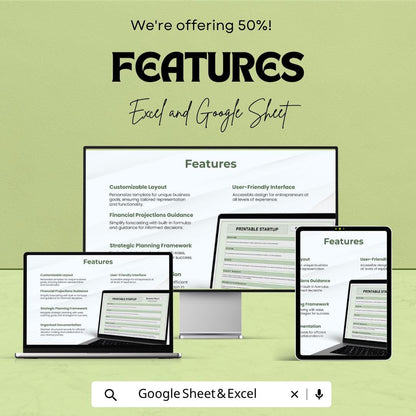 Printable Startup Template | Business Plan Spreadsheet | Startup Business Planner | Excel & Google Sheets | Entrepreneur Planning Template