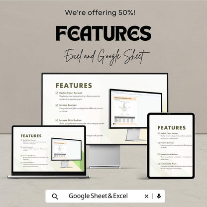 Freelance Income Radial Chart Template | Excel and Google Sheets | Income Tracker | Freelancer Earnings Dashboard | Visual Income Report