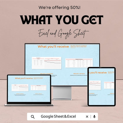 Project Schedule Template | Excel and Google Sheets Project Timeline Planner | Task & Deadline Tracker | Project Management Spreadsheet