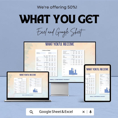 Small Conference Budget Template | Event Budget Spreadsheet | Conference Expense Tracker | Excel & Google Sheets | Event Planning Cost Sheet