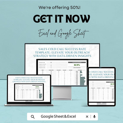 Sales Cold Call Success Rate Template | Excel & Google Sheets | Sales Call Tracker | Cold Calling Performance Analysis