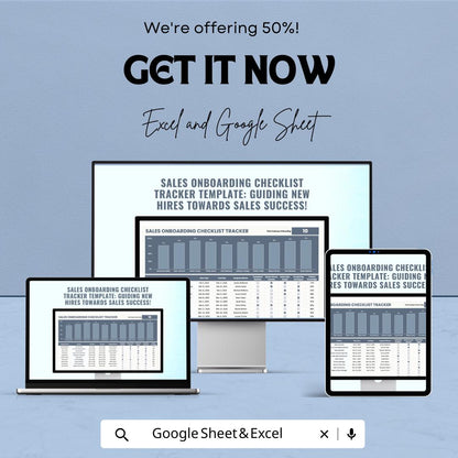 Sales Onboarding Checklist Tracker Template | Excel & Google Sheets | New Hire Sales Training Tracker | Employee Onboarding Dashboard