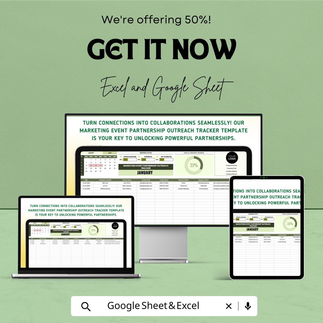 Marketing Event Partnership Outreach Tracker Template | Event Partner Outreach Log |  Partnership Management Template