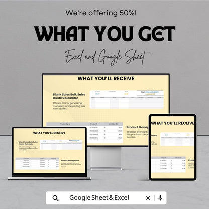 Sales Bulk Sales Quote Calculator Template | Price Quotation | Bulk Order Estimator | Product Pricing Tool for Business