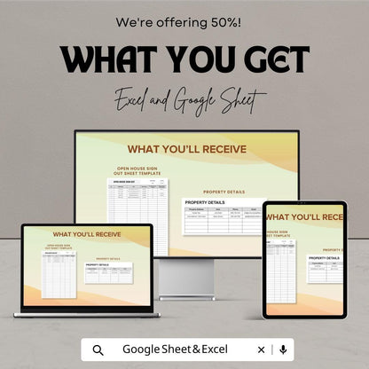 Open House Sign Out Sheet | Real Estate Sign-In Template | Excel & Google Sheets | Property Viewing Sign-In Sheet | Editable Open House Log