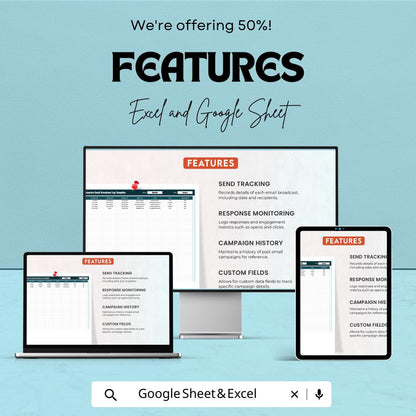 Administration Corporate Email Broadcast Log Template | Email Tracking Spreadsheet | Campaign Log | Business Communication