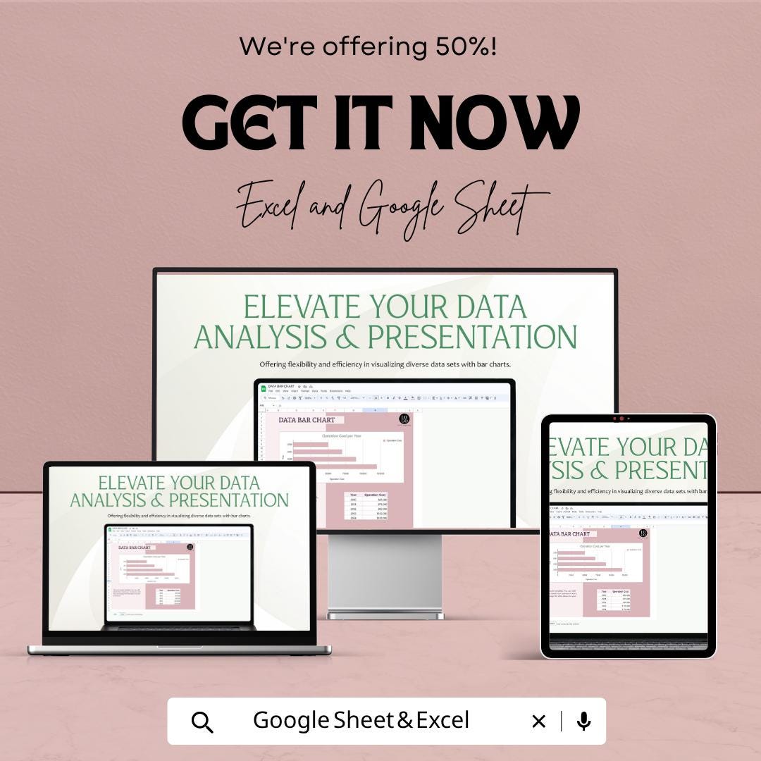 Data Bar Chart Template Excel | Google Sheets Dashboard | Data Visualization Template | Business Chart Spreadsheet | KPI Tracker |