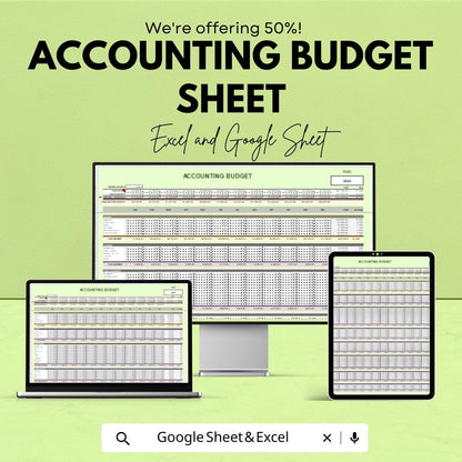 Accounting Budget Sheet – Excel and Google Sheet Template for Financial Management, Expense Tracking & Budgeting