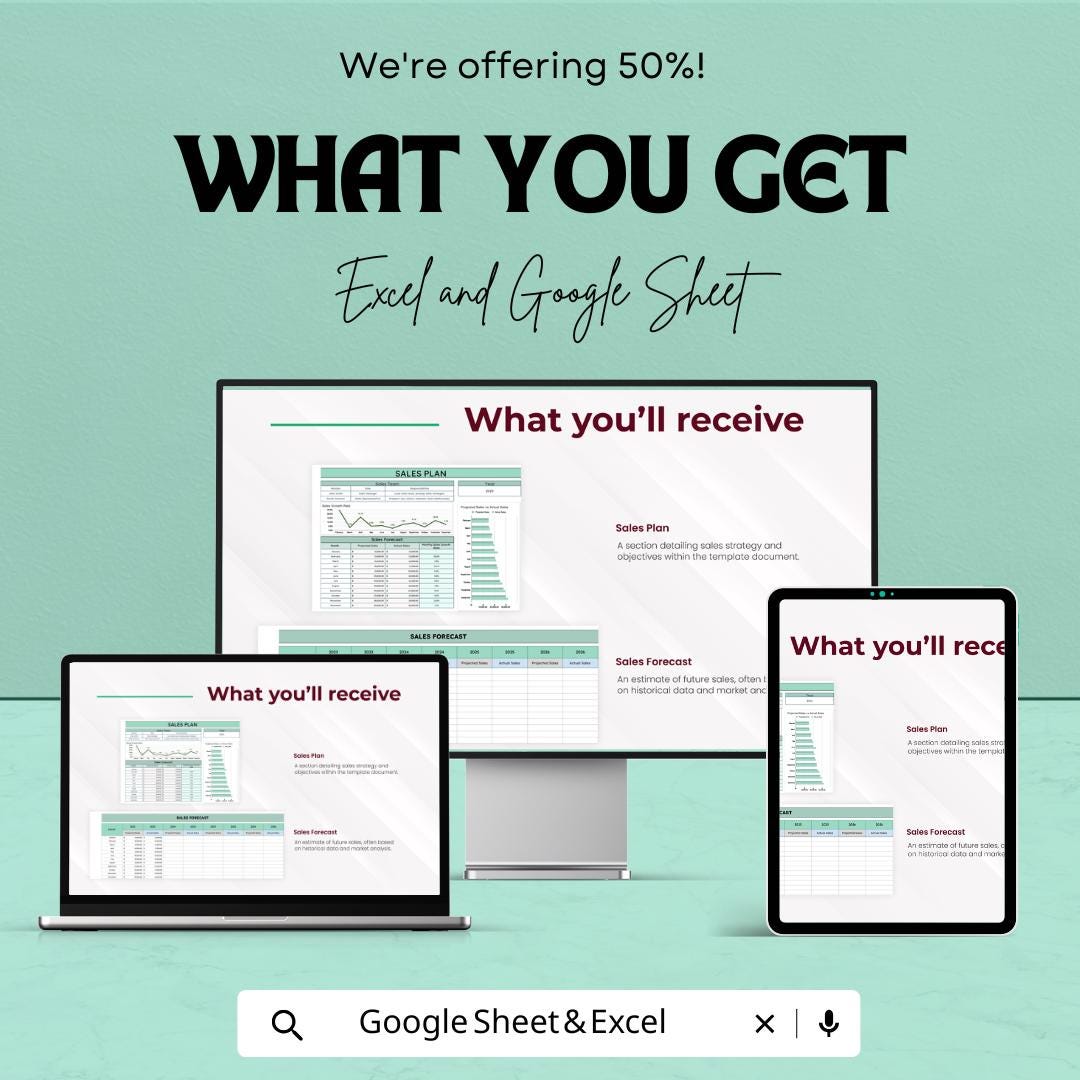 Sales Plan Template | Sales Forecast Dashboard | Sales Team Planning Template | Revenue Planning Spreadsheet