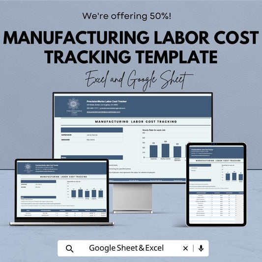 Manufacturing Labor Cost Template | Labor Cost Tracking Spreadsheet | Production Cost Tracker | Workforce Cost Analysis Sheet