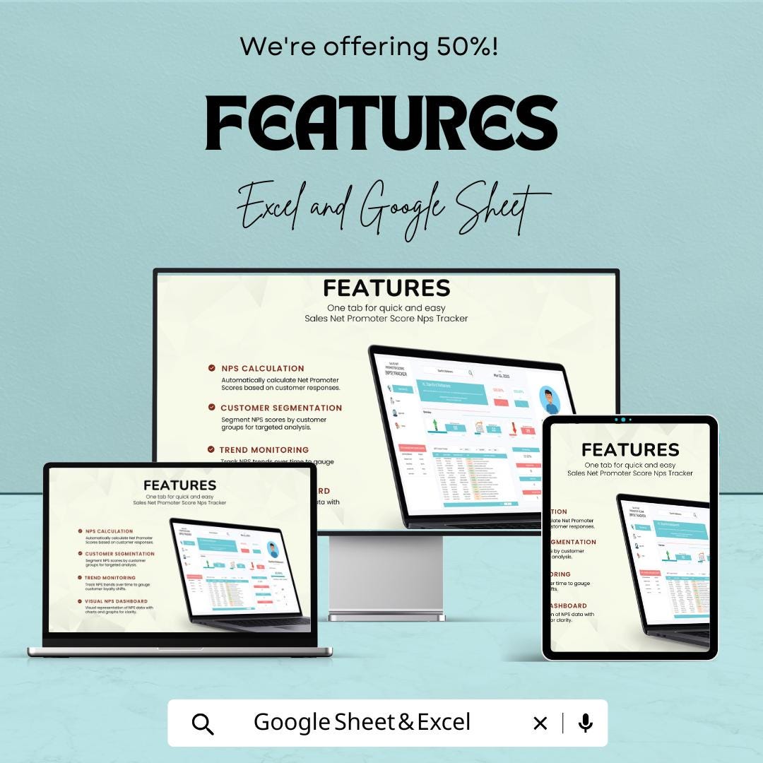 Sales Net Promoter Score Tracker Template | NPS Tracker Spreadsheet | Customer Satisfaction Tracker | Excel and Google Sheet NPS Template |