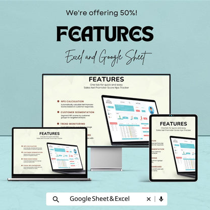 Sales Net Promoter Score Tracker Template | NPS Tracker Spreadsheet | Customer Satisfaction Tracker | Excel and Google Sheet NPS Template |