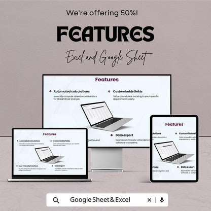 Printable Attendance Tracker Template | Employee Attendance Sheet | Monthly Staff Attendance Log | Excel & Google Sheets Tracker