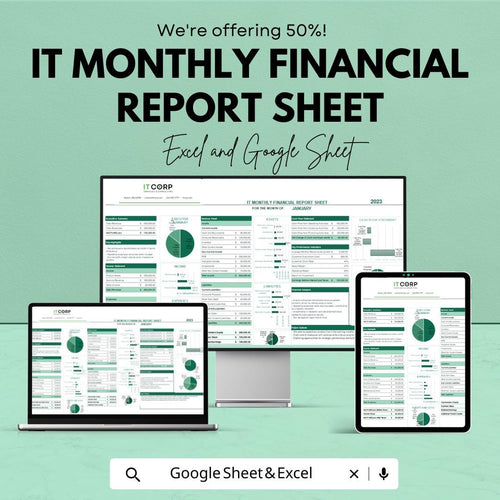 IT Monthly Financial Report Sheet Template | Monthly Income Expense Report | IT Budget Tracking Template | Financial Summary Sheet