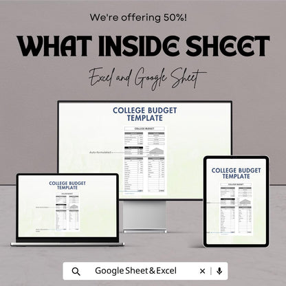 College Budget Template | Student Budget Planner Monthly Expense Tracker | Financial Planning Spreadsheet Digital Download