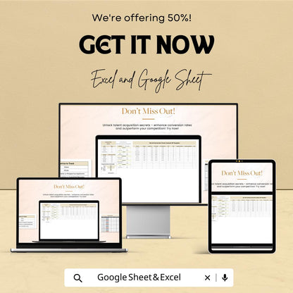 Job Ad Conversion Funnel Analysis HR Template | Hiring Funnel Dashboard | Recruitment Metrics | Excel & Google Sheets