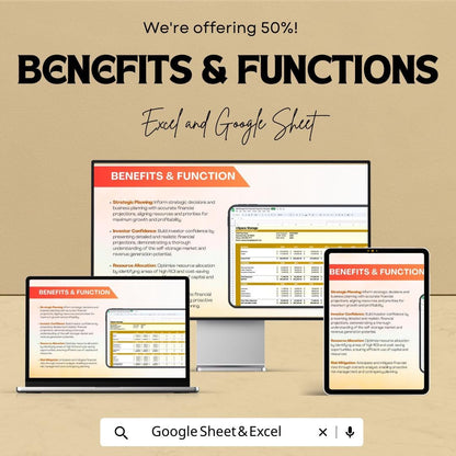 Self Storage Unit Financial Projection Template | Storage Business Forecast | Revenue & Expense Model | Financial Planning Spreadsheet
