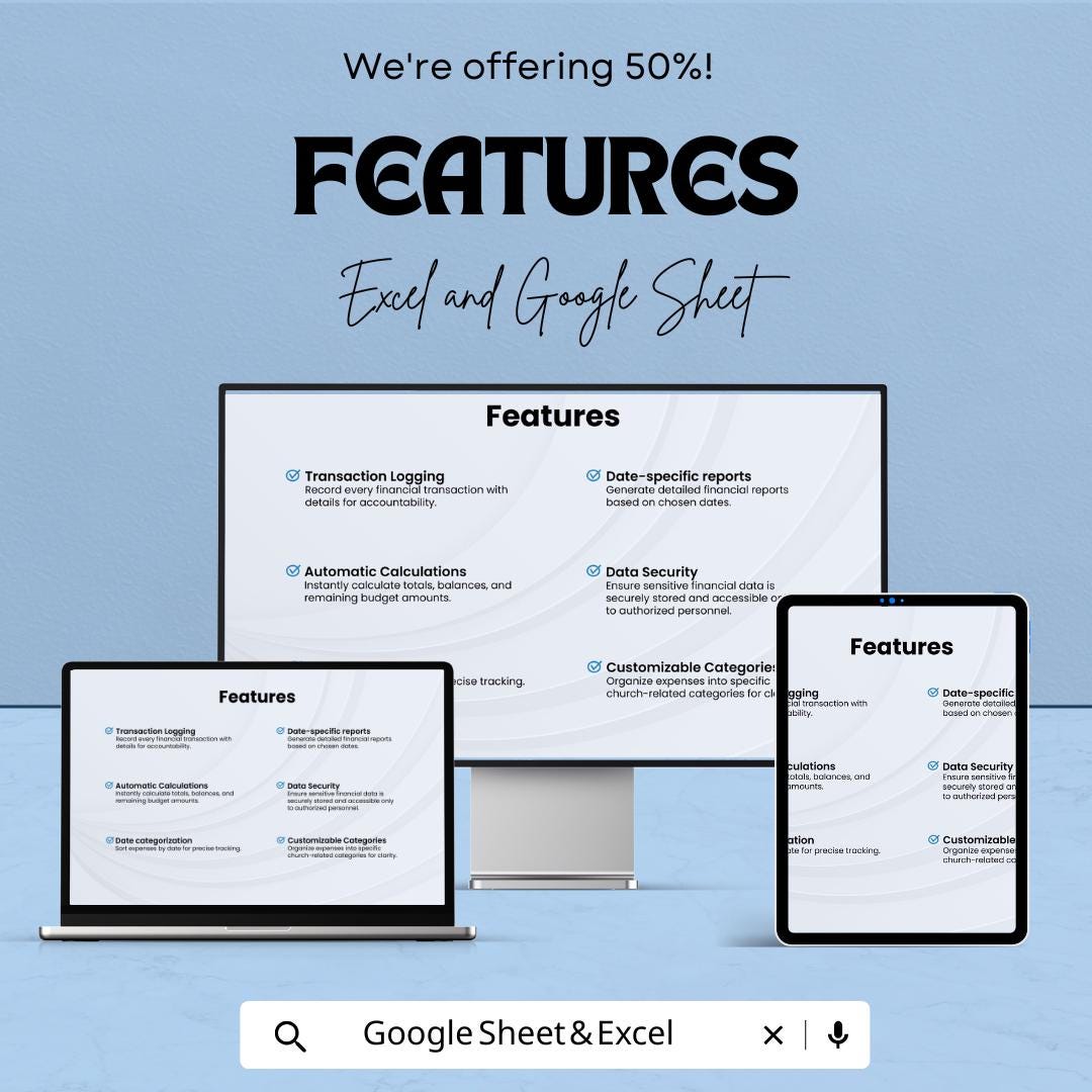 Church Expense Tracker Template | Google Sheets & Excel | Church Finance Spreadsheet | Budget Planner | Financial Management Sheet