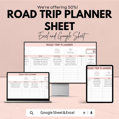 Road Trip Planner Sheet | Travel Itinerary Template | Google Sheet for Efficient Trip Planning | Customizable Travel Planning Template