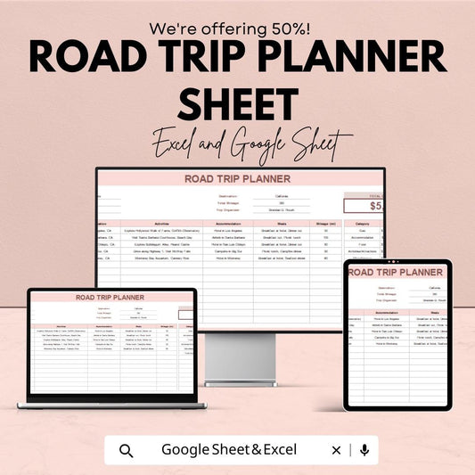 Road Trip Planner Sheet | Travel Itinerary Template | Google Sheet for Efficient Trip Planning | Customizable Travel Planning Template
